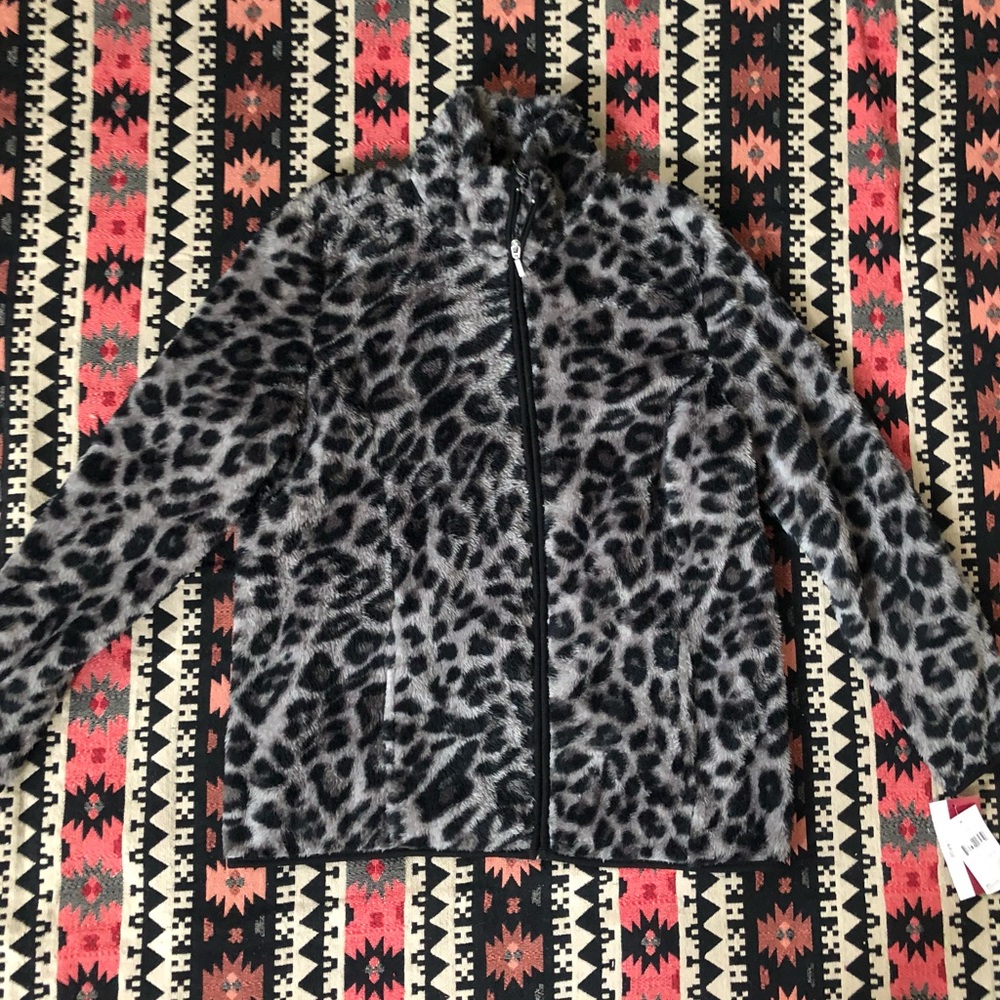 Cathy Daniels Animal Print Zip Up